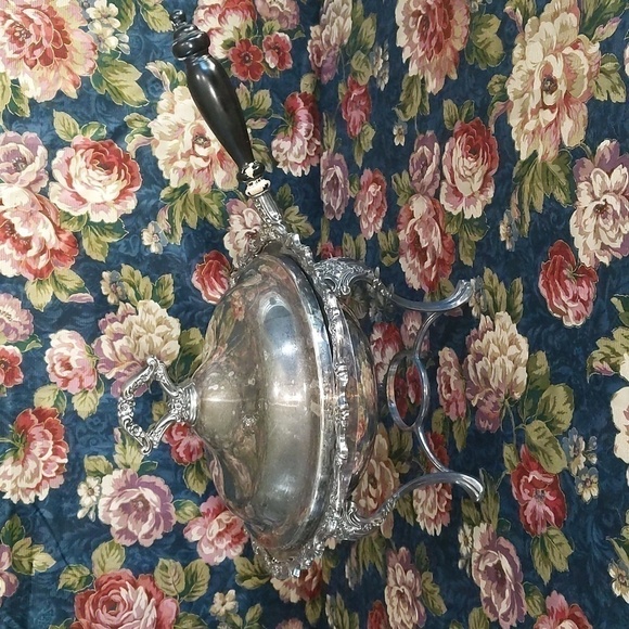 Vintage Webster Wilcox Oneida USA Chafing Dish Floral Baroque Glam, Silverplate
